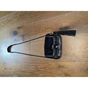 Rafe Chic Black Women's Shoulder Bag with Chain Strap and Tassel